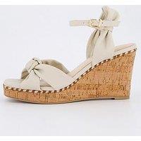 V By Very High Wedge Knot Front Sandals - Nude