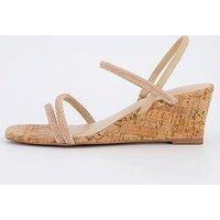 V By Very Mid Wedge Strappy Sandals - Rose Gold