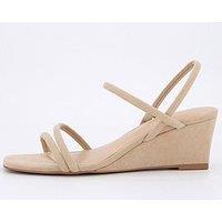 V By Very Mid Wedge Strappy Sandals - Nude
