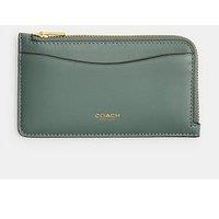 Coach Refined Calf Leather New York Zip Card Case - Light Green