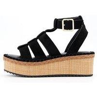 V By Very Wedge Gladiator Sandal - Black