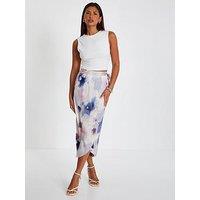 Quiz Multicoloured Marble Print Wrap Midi Skirt