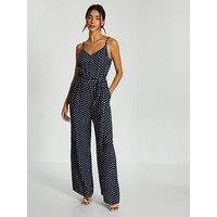 Quiz Navy Polka Dot Palazzo Jumpsuit