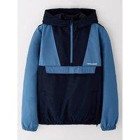 Jack & Jones Junior Boys Windbreaker Packable Anorak - Oceanview Blocking - Blue
