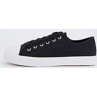 Everyday Wide Fit Canvas Lace Up Trainer - Black/White