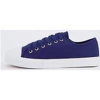 Everyday Wide Fit Canvas Lace Up Trainer - Navy