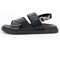 V By Very Extra Wide Cross Strap Footbed Sandal - Black