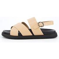 V By Very Extra Wide Cross Strap Footbed Sandal - Taupe
