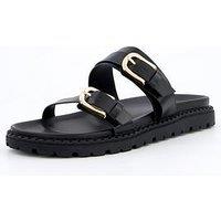 Everyday Wide Fit Double Buckle Footbed Sandal - Black