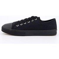 Everyday Extra Wide Fit Canvas Lace Up Trainer - Black