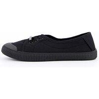 Everyday Wide Fit Elastic Lace Pumps - Black