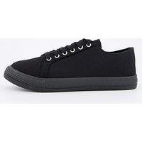 Everyday Standard Fit Canvas Lace Up Trainer - Black