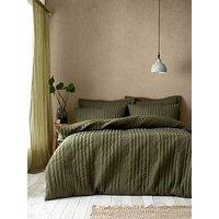Pineapple Elephant Tamba Jersey Stripe Duvet Cover Set - Olive