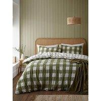 Catherine Lansfield Brushed Seersucker Gingham Duvet Cover Set