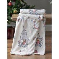 Catherine Lansfield Christmas Festive Gnomes Throw- Pink - 130 X 170Cm