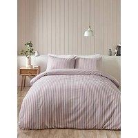 Catherine Lansfield Brushed 100% Cotton Stripe Blush Duvet Set