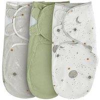 Silentnight Safe Nights 3 X Pack Swaddles - Velcro Tab Fastening - Celestial Moon And Star Print
