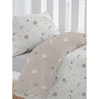 Silentnight Safe Nights 100% Cotton Cot Bed Duvet Cover Set - Celestial Moon & Stars Print