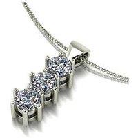 Moissanite 9Ct White Gold 3/4Ct Total Moissanite Trilogy Pendant And Chain