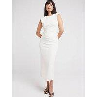 River Island Drape Shift Midi Dress - Cream