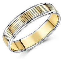 The Love Collection Two Colour Patterned Wedding Ring