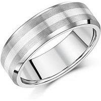 The Love Collection 7Mm Silver Inlay Titanium Ring