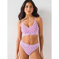 Everybody Seamless Ribbed Heart Print Bralet