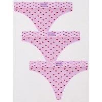 Everybody 3Pk Printed Seamless Ribbed Thongs - Pink