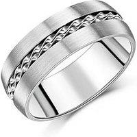 The Love Collection 8Mm Silver Inlay Titanium Ring