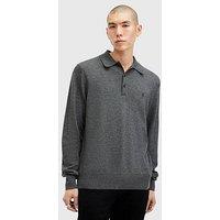 Allsaints Kilburn Long Sleeve Knitted Polo - Grey