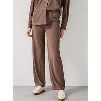 V By Very Textured Wide Leg Bottoms - Brown