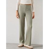 V By Very Ribbed Wide Leg Trousers - Green