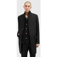 Allsaints Wixx Pinstripe Wool Overcoat - Black