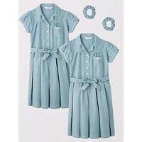 Everyday Girls 2 Pack Water-Repellent Gingham School Summer Dress - Green