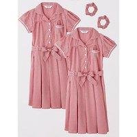 Everyday Girls 2 Pack Gingham Water-Repellent School Summer Dress - Red