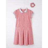 V By Very Girls Rib Collar School Summer Gingham Dress - Red