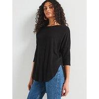 V By Very Longline Oversized Top - Black