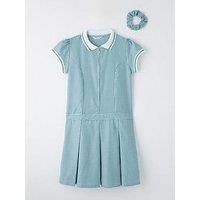 V By Very Girls Rib Collar Summer Gingham School Dress - Green