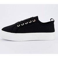 Everyday Standard Canvas Lace Up Platform Trainer - Black/White