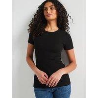 V By Very Everyday Short Sleeve Ribbed T-Shirt - Black