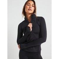 V By Very Half Zip Sports Top - Black