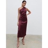 Pretty Lavish Ruched One Shoulder Midaxi Dress - Plum
