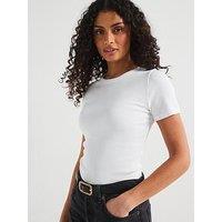 V By Very Everyday Short Sleeve Ribbed T-Shirt - White
