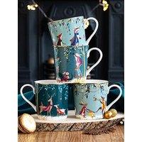 Sara Miller Woodland Tales Set Of 4 Mugs