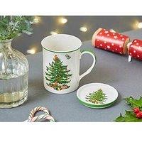 Spode Christmas Tree Mug And Coaster Set