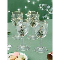 Spode Christmas Tree Wine Glasses - Set Of 4