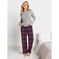 M&Co Jersey Woven Pj Set - Grey