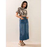Pixiegirl Petite Panel Midi Denim Skirt