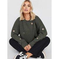 Yours Curve Eyelet Jumper - Grey