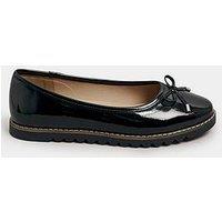 Yours Extra Wide Fit Patent Ballet Pumps - Black